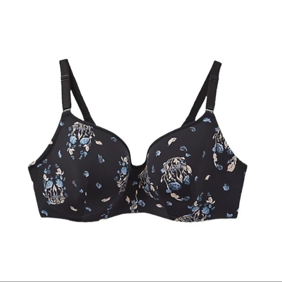 TORRID FULL COVERAGE BALCONETTE BRA - FLORAL SKULL BLACK W/360° BACK SMOOTHING